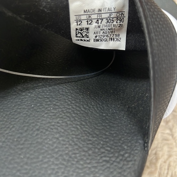 Adidas Size 12 black white Adilette Shower shoes sandals slides - Picture 16 of 16